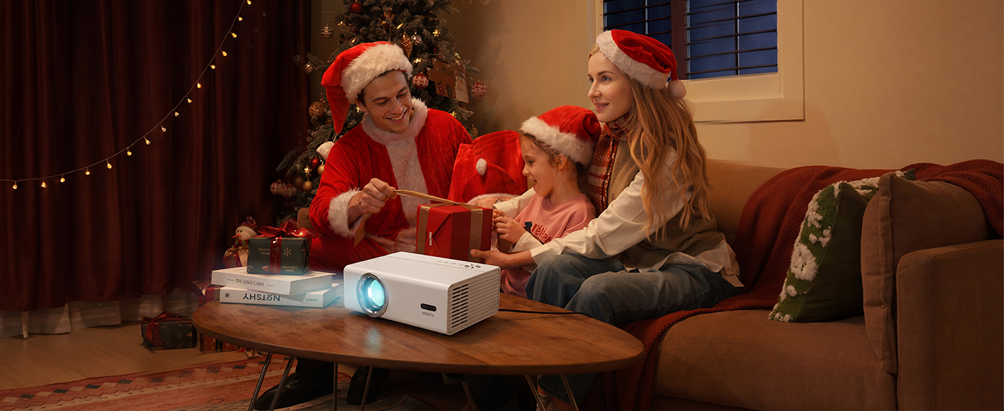 4K Smart проєктор KOGATA з Wi-Fi та Bluetooth, HDR10+, Автофокус, 6D Keystone. Підтримка Netflix, Dolby Audio. Для дому та вулиці, білий.
