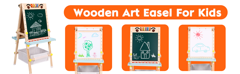 Дитяча мольберт Kinder Tafel з регулюванням висоти, двосторонній, з паперовою рулонною дошкою, літерами та цифрами, аксесуарами для дітей 2-8 років