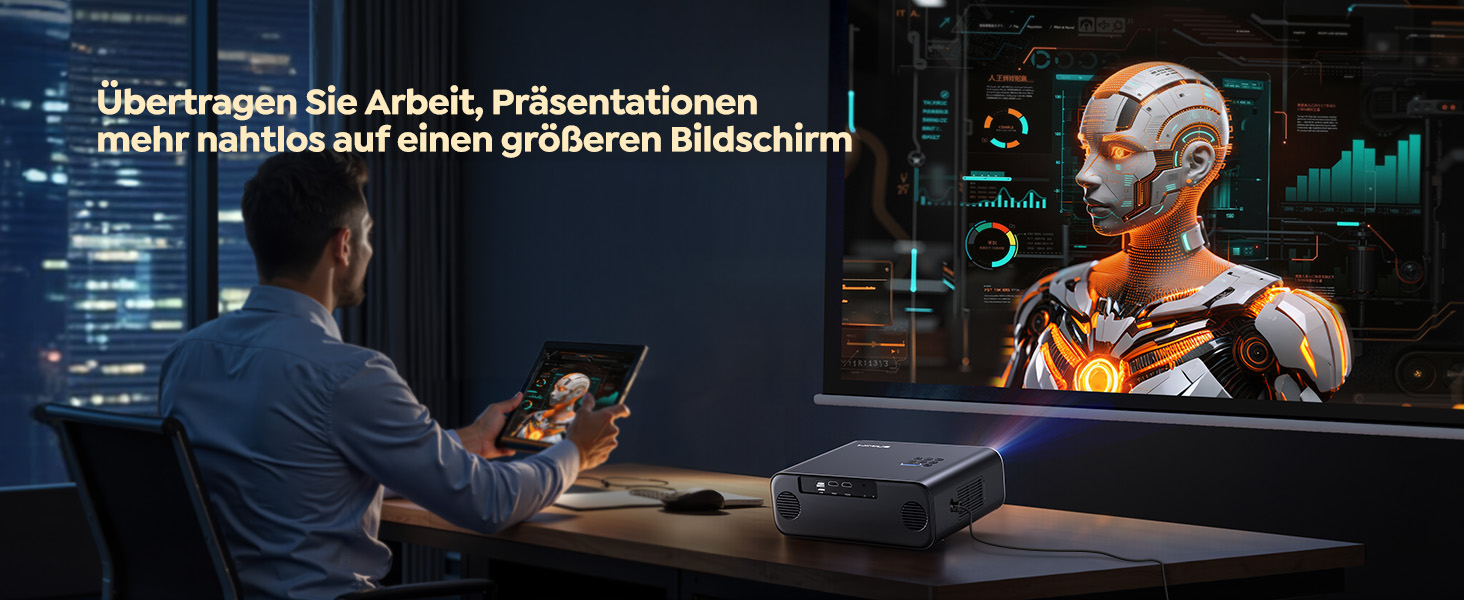 Проектор WiMiUS 1100 ANSI з 4K, Dolby Audio, WiFi 6, Bluetooth та Автофокусом для Домашнього Кінотеатру та Відкритих Подій (Android/iPhone)