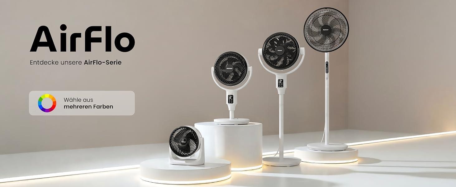 Вентилятор підлоговий Pro Breeze AirFlo Slim: 3 в 1, 70/100/130 см, 9 швидкостей, тихий, з пультом, таймером, для спальні та офісу (білий)