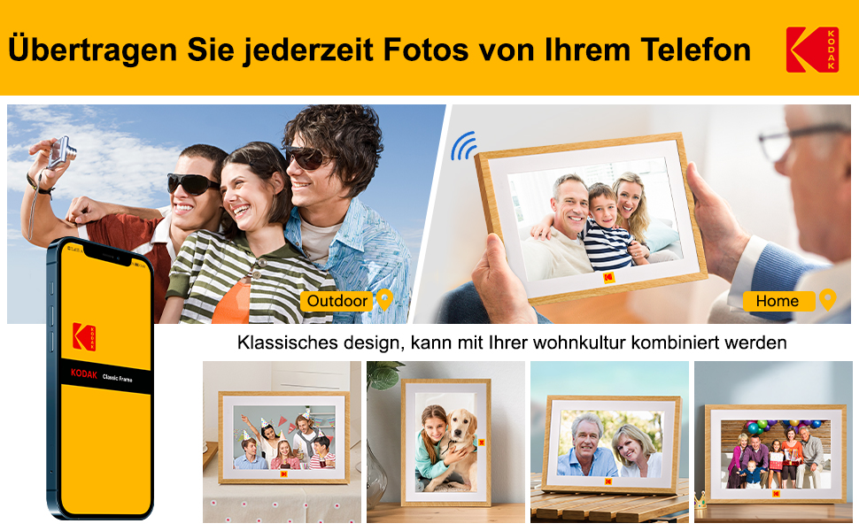 Цифровий фоторамка Kodak WiFi 10.1 дюйм з Wi-Fi, 32GB, сенсорний екран, акумулятор, дерево