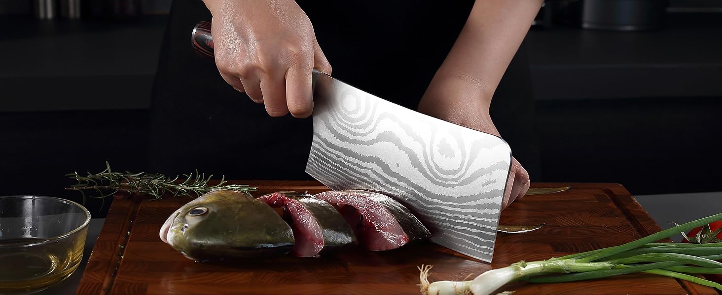 PAUDIN Ніж Сантоку з Дамаської сталі 13 см, професійний кухонний ніж для кухні, надзвичайно гострий, з високоякісної нержавіючої сталі та ергономічною ручкою G10 (ніж-сікач 18 см)