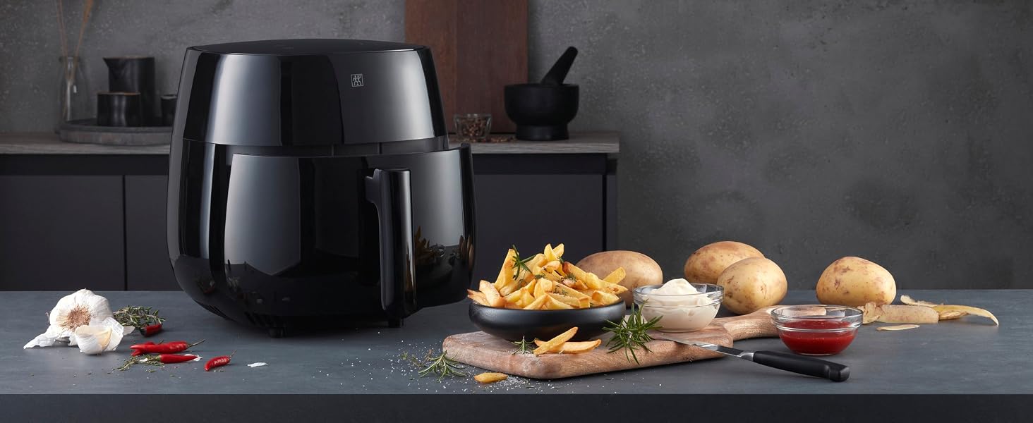 Аерофритюрниця ZWILLING Airfryer 4L, 1400 Вт, 6 програм, компактна мультипіч для смаження, запікання та готування без олії, чорна