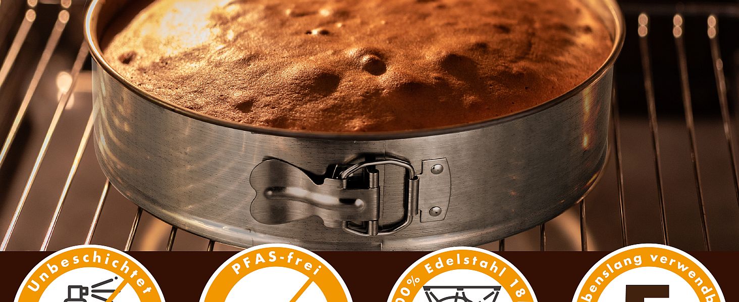 Форма для випічки Edelstahl, роз'ємна, нержавіюча сталь, 25 см, без ПФОА, для миття в посудомийній машині