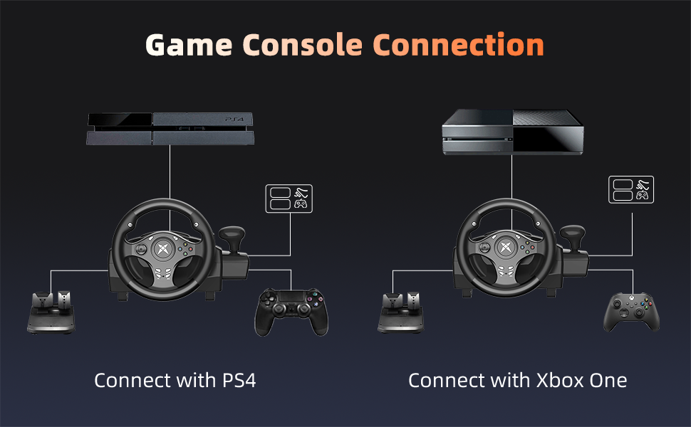 Ігровий кермо NBCP R270 з педалями, 270°, вібрація, для PC/PS3/PS4/Xbox One/Series X/S/Nintendo Switch – для гоночних ігор