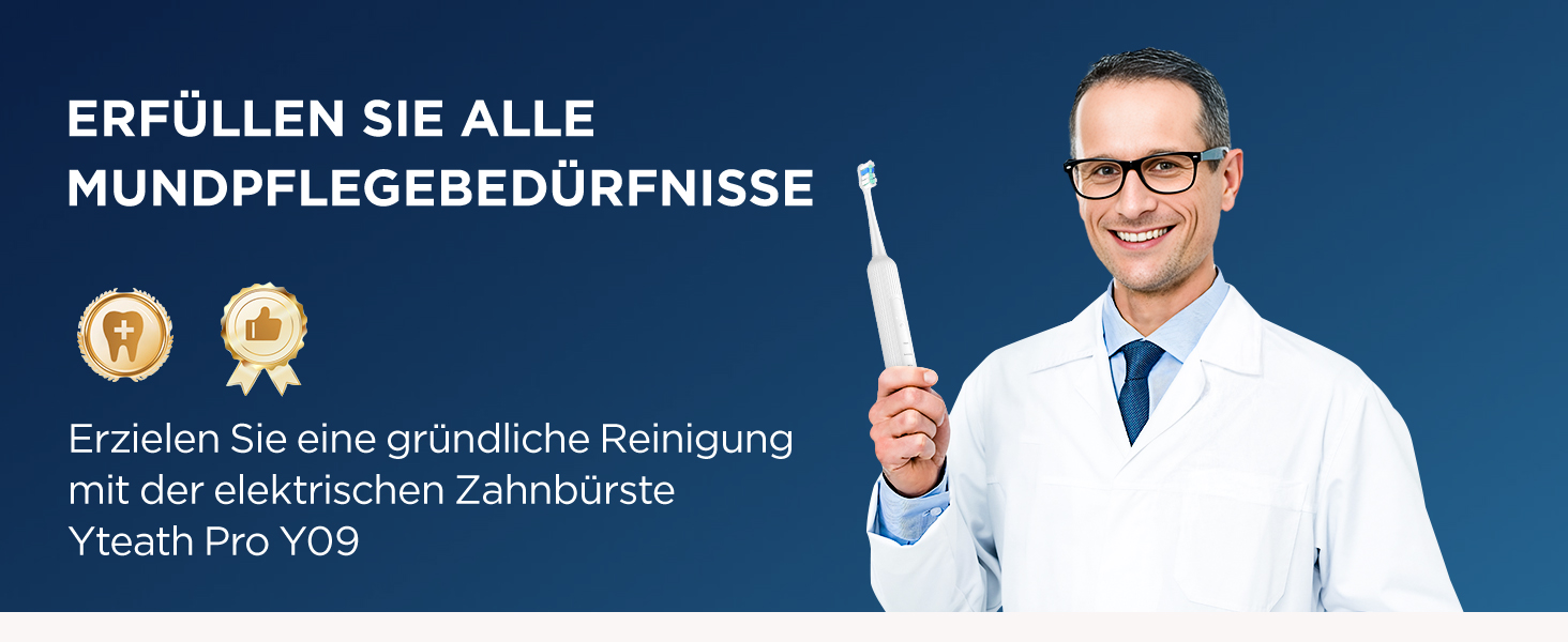 Електрична звукова зубна щітка для дорослих та дітей, 5 режимів чищення, 3 рівні інтенсивності, таймер, 8 насадок, кейс для подорожей, біла (1 шт.)