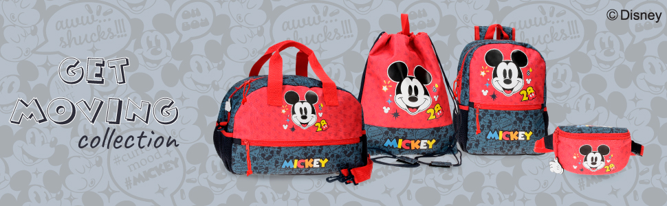 Рухома валіза Disney Mickey Get для дітей, червона, 50 x 39 x 20 см, жорстка комбінована застібка з ABS, 34 л, 1,8 кг, 4 колеса, ручна поклажа, червона, дитяча валіза Дитяча валіза червона