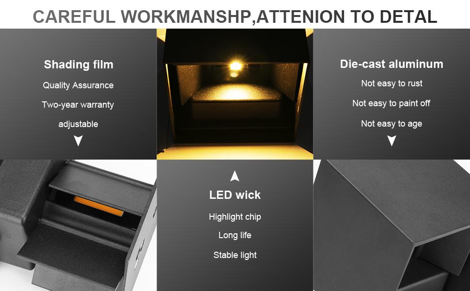 Набір настінних LED світильників ledmo (8 шт), 12W, чорні, тепле біле світло 2700-3000K, двосвітловий (вгору та вниз), IP65 вологозахищені для дому та вулиці