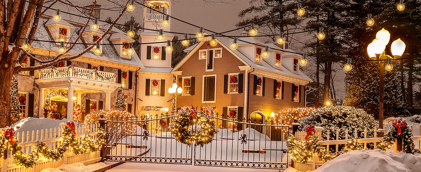 Ланцюжок вогнів GLUROO для вулиці, диммування, 45.7м, водонепроникний, з пульт, 75+2 G40, LED, для саду