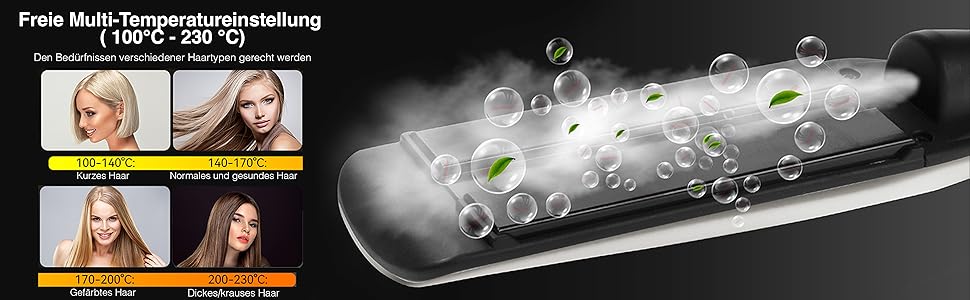 Праска для волосся 2-в-1 Glätteisen з функцією вирівнювання та завивки, професійна парова праска з титановими пластинами 42 мм, LCD-дисплей, 10 температурних режимів 100-230°C