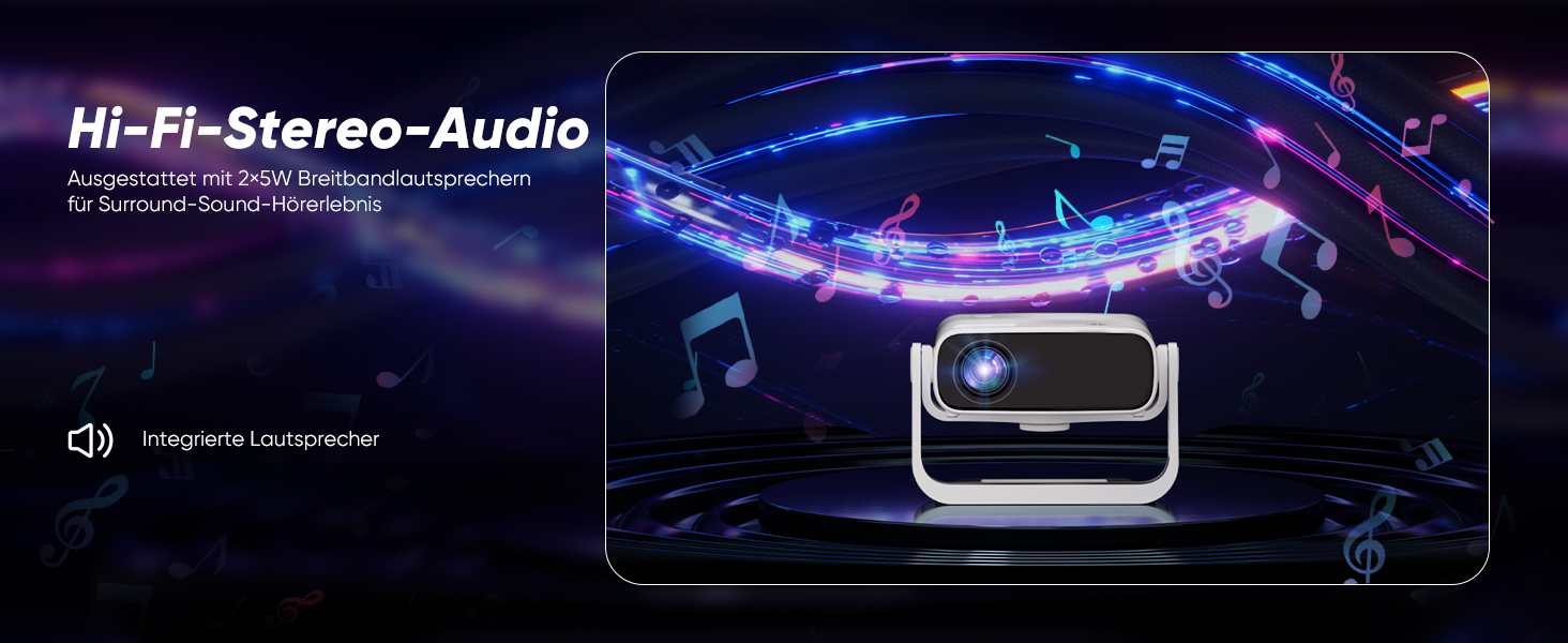 Розумний проєктор Beamer 4K Full HD 1080P, 25000 люмен, Android 11, WiFi 6, BT 5.2, обертовий штатив, для домашнього кінотеатру, сумісний з iOS/Android/Laptops, чорний