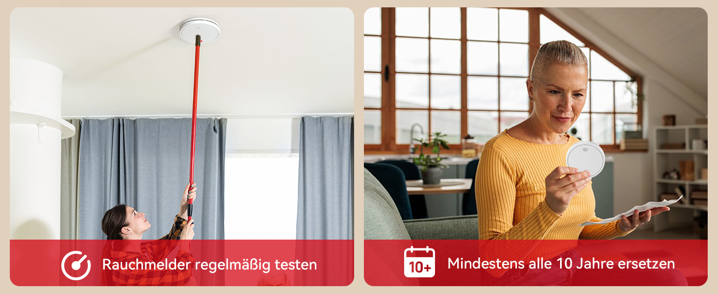 Датчик диму Rauchmelder з батареєю на 10 років, магнітне кріплення, EN14604, радіо, 85dB, без свердління, набір 6 шт.