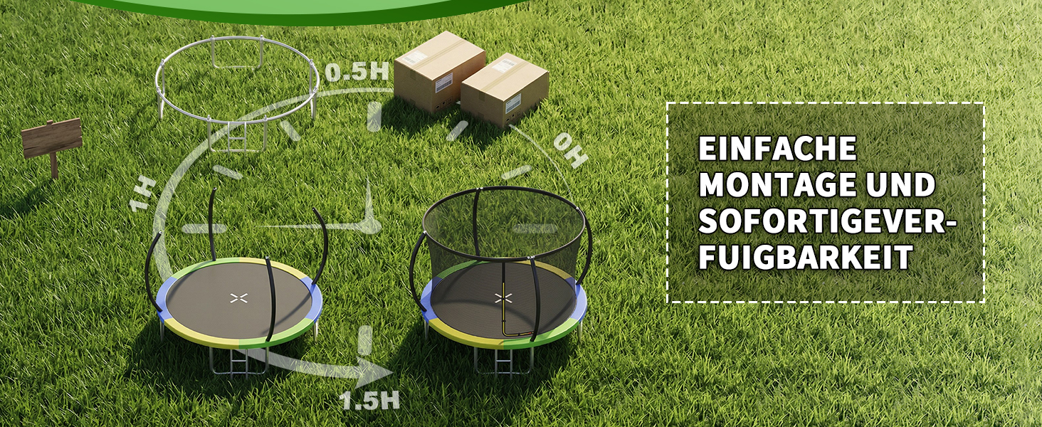 Батут JUMMICO садовий Ø360 см з сіткою безпеки та захисним покриттям для дітей, кольоровий
