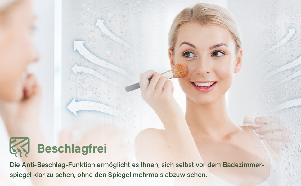 Дзеркало для ванної кімнати Badspiegel 80x60 з підсвічуванням, протизапітнінням LED, 3 колірні температури, IP44, тип C, 60L x 80B см