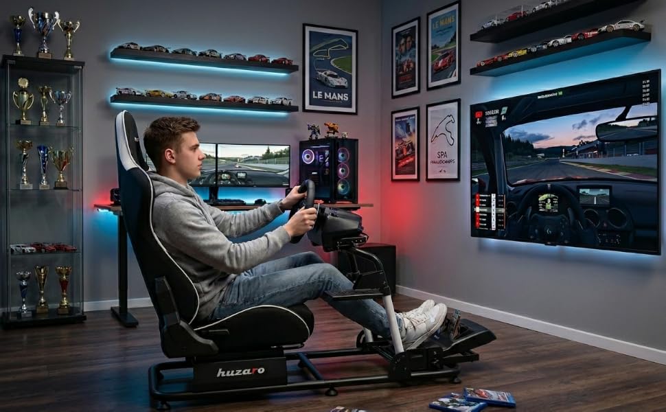 Ігровий кокпіт для сім-рейсингу huzaro Speed 6.0 з кріпленням для монітора до 50