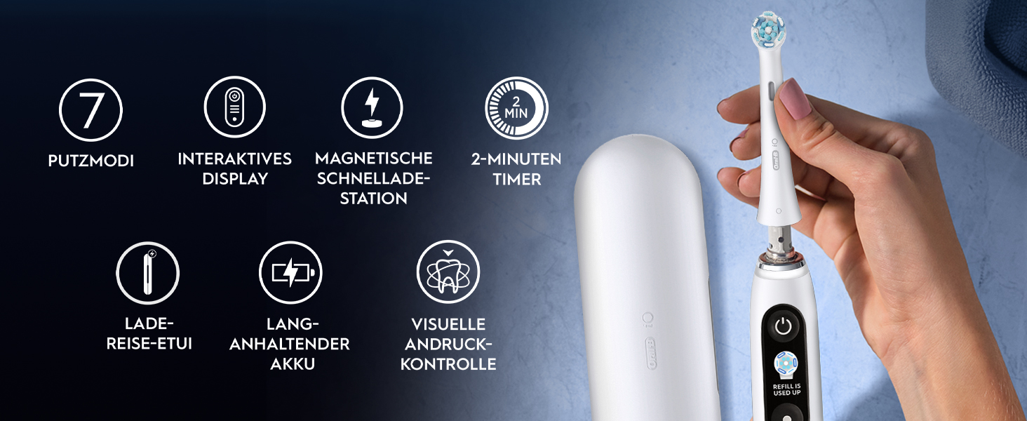 Електрична зубна щітка Oral-B iO Series 9, набір з 2-х щіток (Чорна/Рожева), 2 додаткові насадки та білий футляр