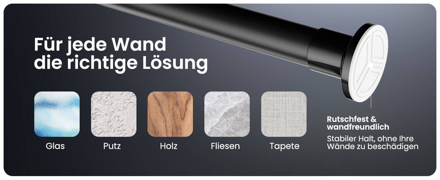 Телескопічна штанга для кріплення 260-310 см, матовий чорний, Ø 25 мм, багатофункціональна штанга без свердління. Підходить для штор, душових штор, ванних кімнат та балконів.