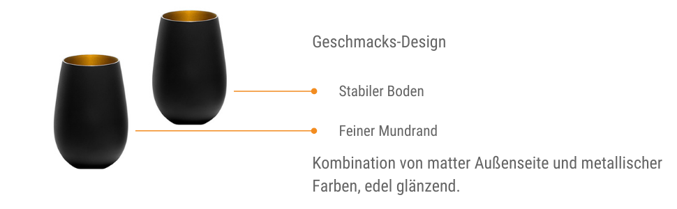 Склянки Штельцле Лаузіц 465 мл I склянки для пиття набір з 6 склянок I Набір склянок для пиття можна мити в посудомийній машині з високою стійкістю до поломки I Універсальні склянки в якості склянок для води склянки для соку склянки для віскі I Чорний Бронзовий (чорний / золотий)