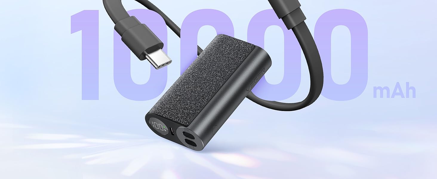 Вт PD, 10000 мАг, вбудований кабель Apple USB-C, LED, сумісний з iPhone/Samsung, 20