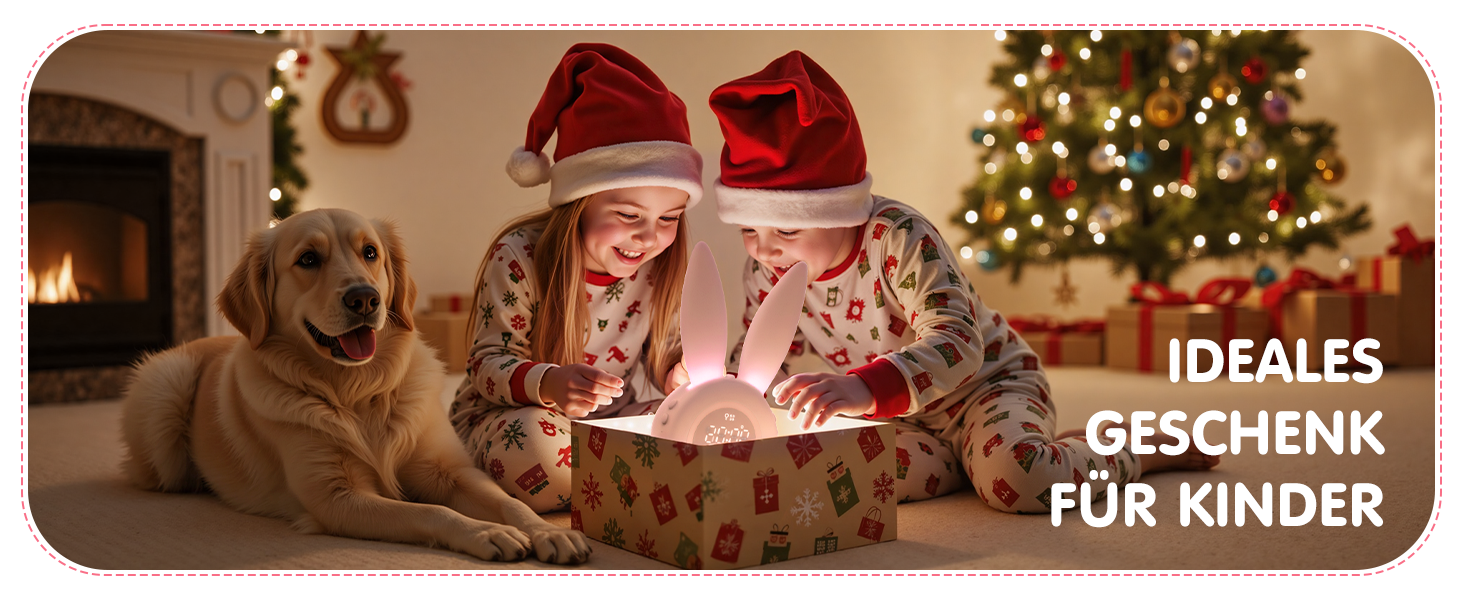 Дитячий ліхтарик-будильник Homealexa Зайчик: Нічник, функція повтору будильника, рожевий