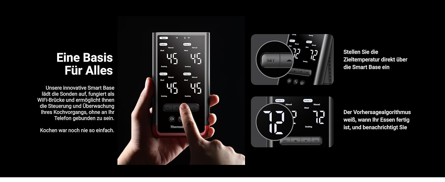 ThermoMaven P2 Розумний термометр для м'яса бездротовий – Bluetooth 5.3, 2 зонди, 6 сенсорів, Wi-Fi моніторинг, IPX8 водонепроникність, для гриля, духовки, кухні, фритюрниці