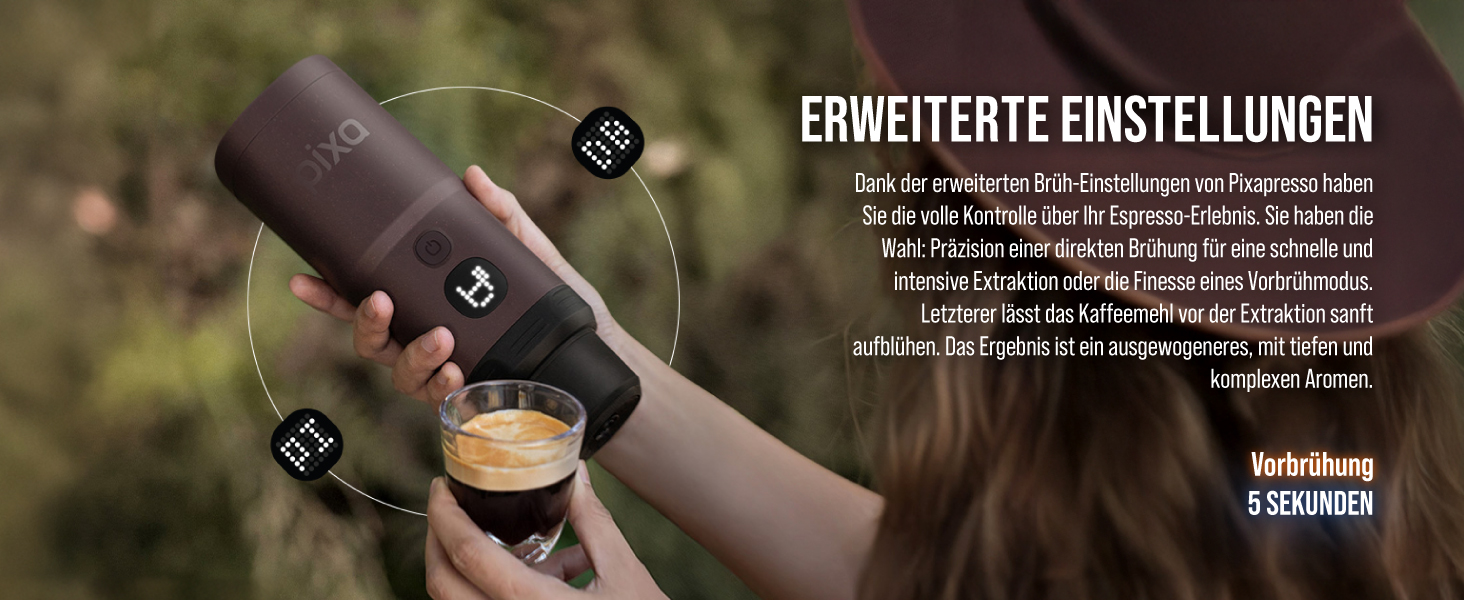 WACACO Електрична портативна кавомашина: 4 види кави, швидкий нагрів, 3 акумулятори 3000mAh, 20 Bar, для меленої кави та капсул NS, сенсорний екран, темно-бордовий