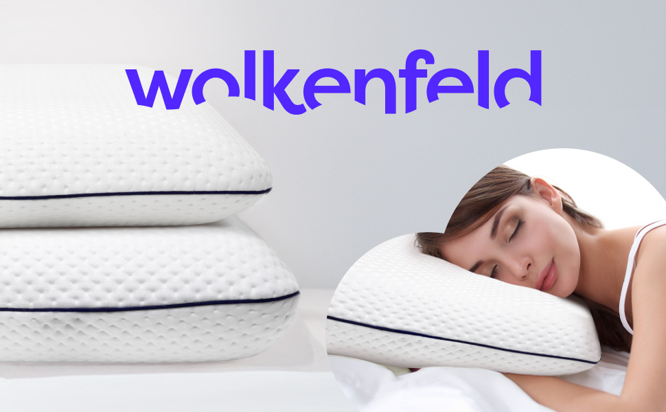 Подушка для шиї Wolkenfeld з піною з пам'яті 60x40x10 – Дихаюча та комфортна подушка для шиї – Оптимальна підтримка шиї, спини та плечей – Тканина Tencel – Сертифікат Oeko-TEX