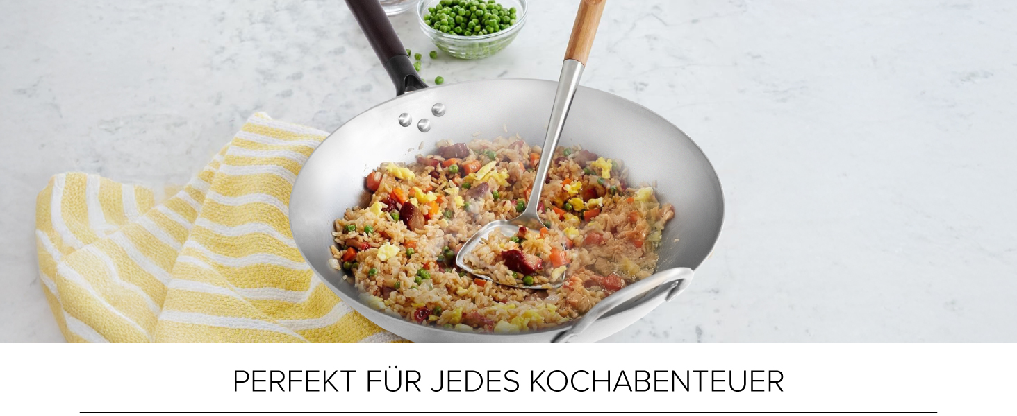 Джі-Джі'с Кухня: Вок з вуглецевої сталі, викуваний вручну з знімним ручками - стійкий до іржі, для дому та вулиці