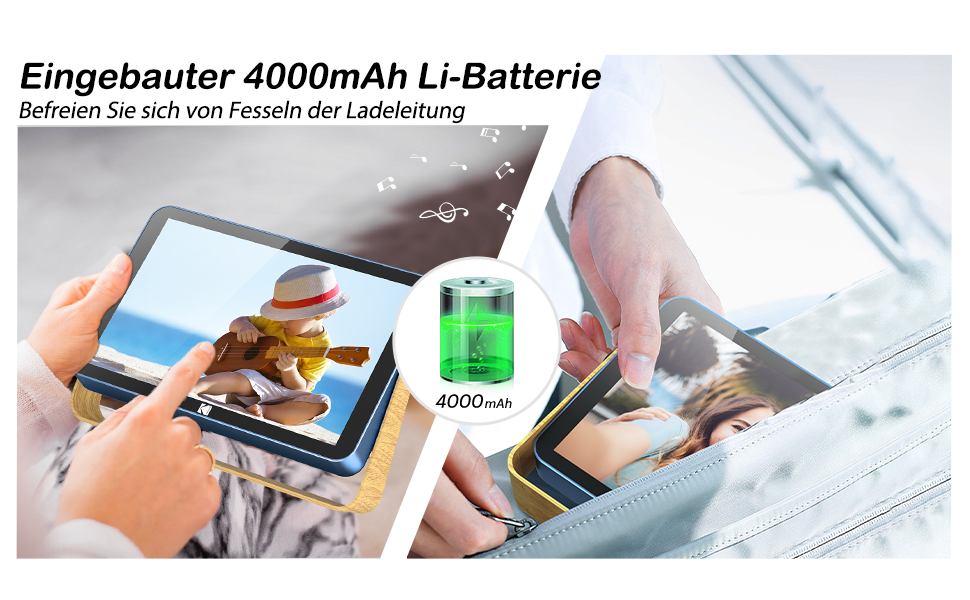 Цифровий фоторамка Kodak з акумулятором, Wi-Fi, 10 дюймів, 32 ГБ, сенсорний HD IPS екран, фото/відео/музика, Bluetooth, керування через додаток, блакитний