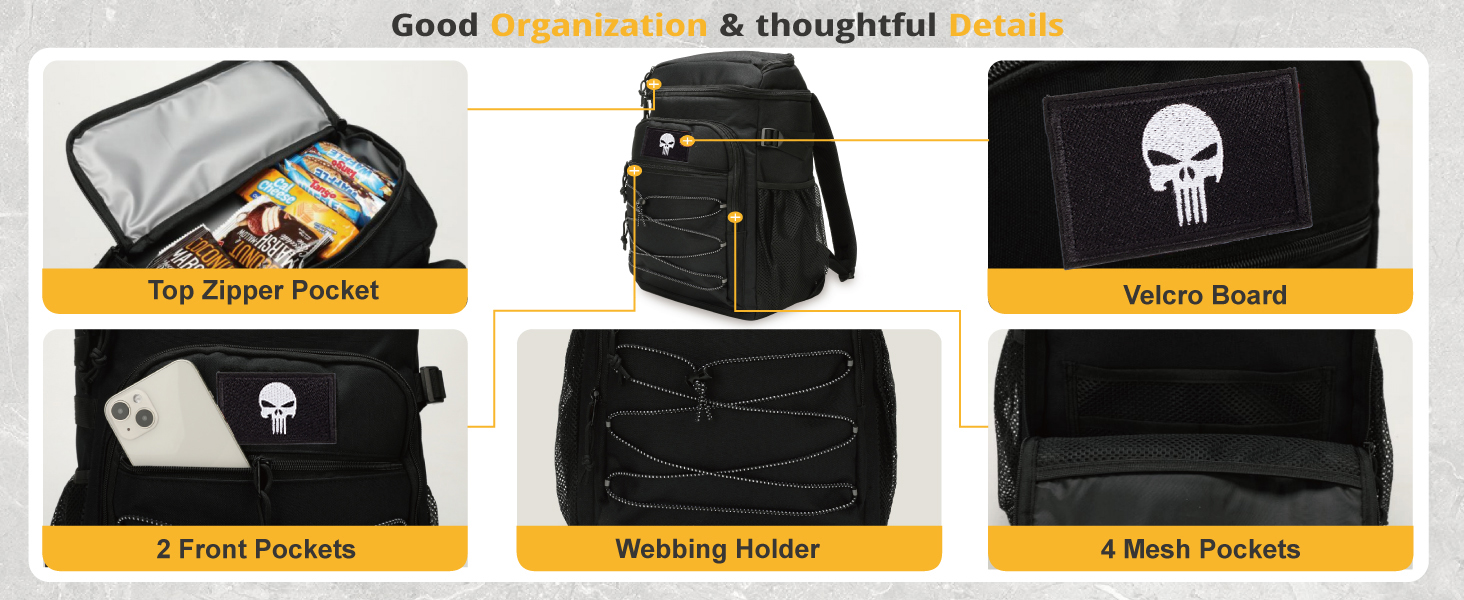 Тактичний ізольований рюкзак-холодильник 25L – чорний, водонепроникний, для роботи, відпочинку, кемпінгу та походів