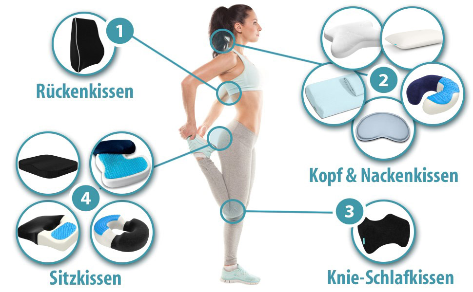 Ортопедична подушка для сидіння bonmedico з охолоджуючим гелем для офісного крісла, авто та інвалідного візка, проти гемороїду та болю в куприку, чорна