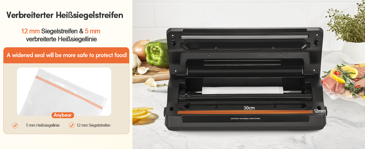 Вакууматор для продуктів сріблястий, 100 Вт, 90 кПа, з вбудованим різачем та цифровим таймером, комплект з 2 рулонами