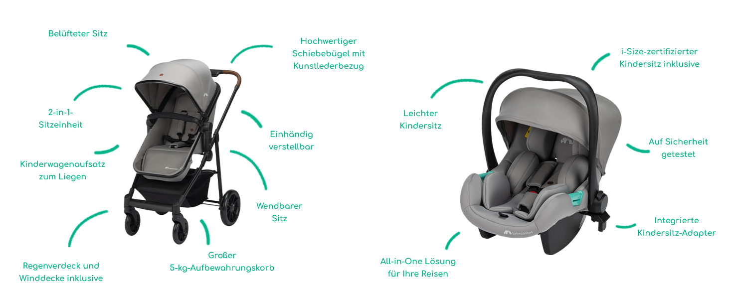 Дитяча коляска Bebeconfort Haze Trio 3-в-1, 0-4 роки, до 22 кг, i-Size, компактна, Tinted Stone