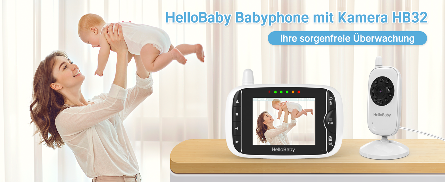 Радіоняня HelloBaby HB32 з камерою та екраном 3.2