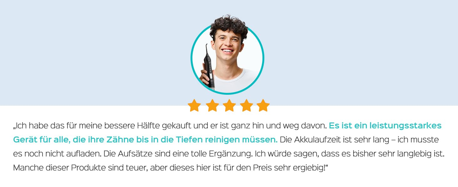 Портативна електрична душова насадка COSLUS: 300 мл, IPX7, 5 насадок, для догляду за порожниною рота, білий (чорний)