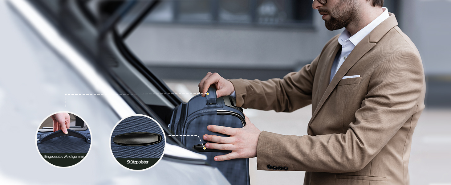 Набір валіз SHOWKOO з софтшеллу (3 шт.), розширюваний, легкий, міцний, з обертовими колесами, TSA-замок, 50.8 см, 61 см, 71.1 см, блакитний