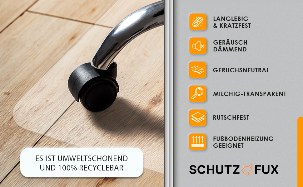 Захисна килимок для офісного крісла - міцний, для твердих підлог, антиковзаюча, легко чиститься, різні розміри, Made in Germany (118x118 см)