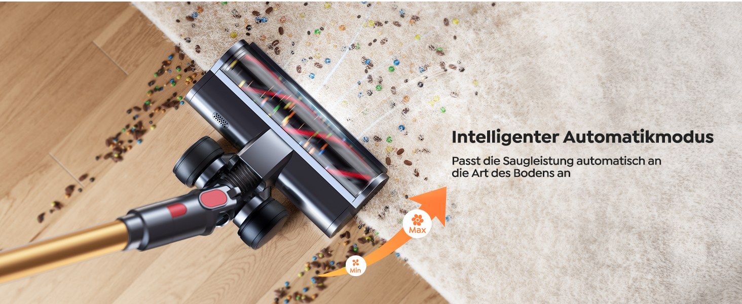 Акумуляторний пилосос SMOTURE 600W 50000Pa, бездротовий з міні-електрощіткою, для шерсті тварин, килимів, підлоги та авто - 65 хв роботи, сенсорний екран, функція ароматизації