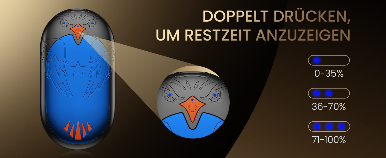 Електричні грілки для рук 2 шт. з USB-зарядкою, 3 режими нагріву, 24 години тепла, багаторазові, для зими, блакитні