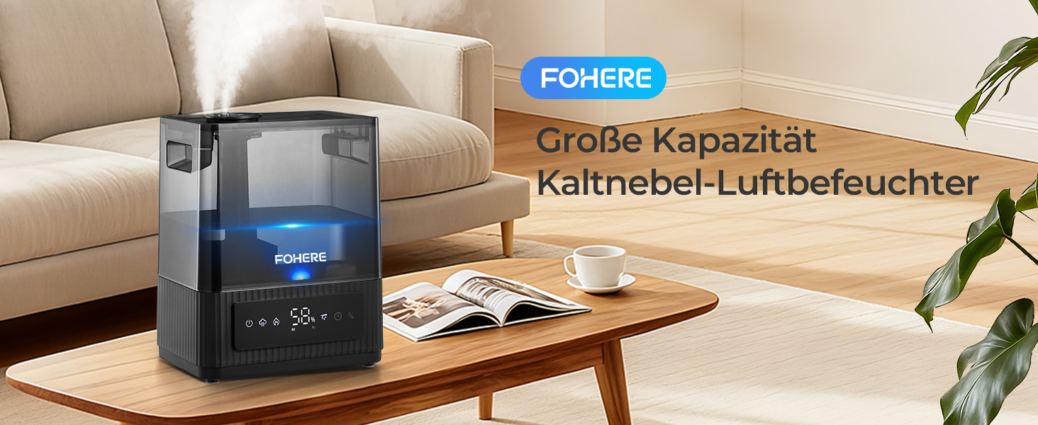 Ультразвуковий зволожувач повітря на 6л для великих кімнат, дитячої та спальні: безшумний холодний випарник з датчиком вологості, аромадифузором та верхнім заповненням, до 60 год роботи