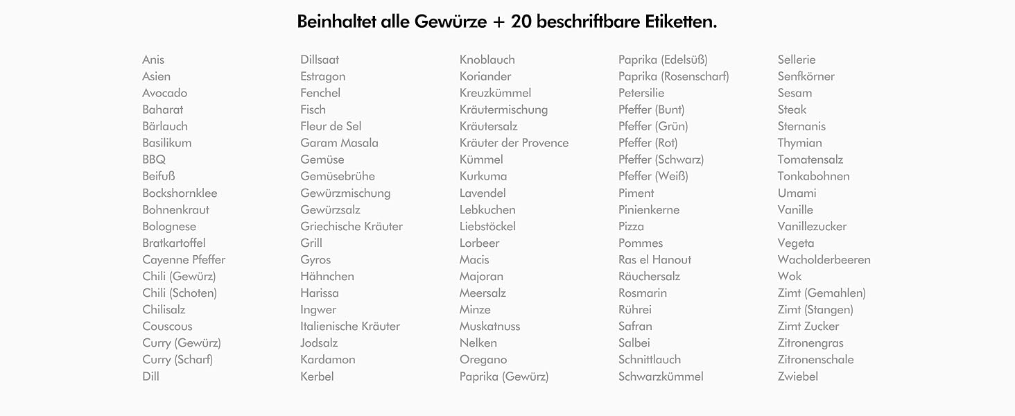 Набір скляних банок для спецій KIVY з дозатором [24x 120 мл] + 240 вологостійких етикеток - герметичні скляні баночки для спецій - набір банок для спецій чорного кольору