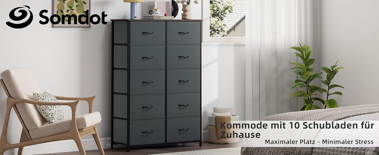 Комод з тканини з шухлядами, комод-шафа для спальні, вітальні, передпокою, 8 шухляд, білий (вугільно-сірий), 30T x 80B x 114.5H см