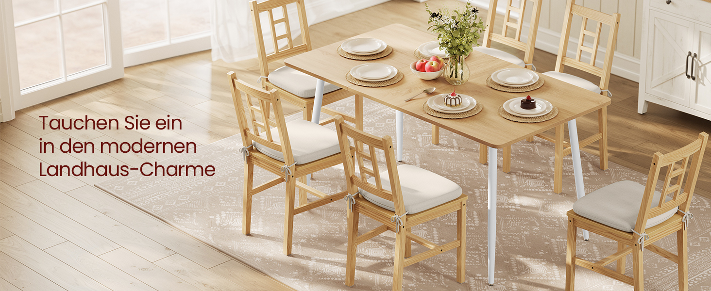 Стол обідній VASAGLE для 4-6 осіб, кухонний стіл у стилі кантрі, 140x75 см, колір: горіх + чорний, KDT100KE02