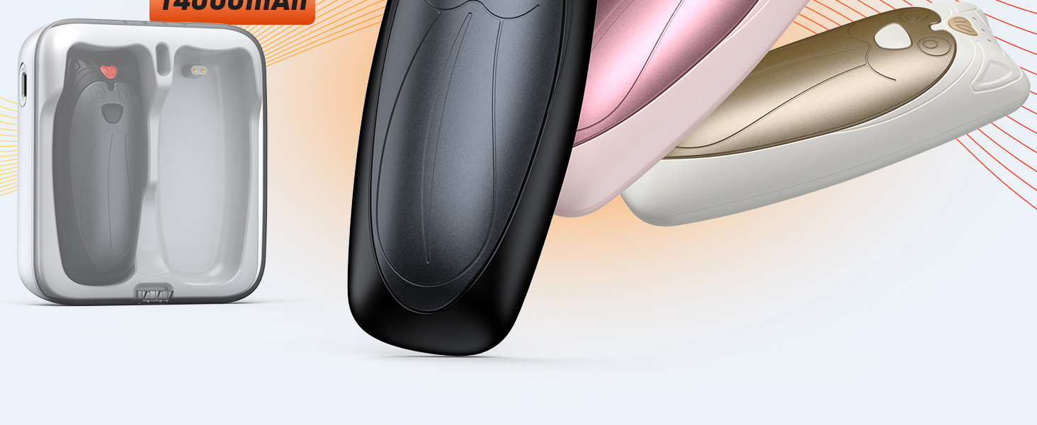 Електричні грілки для рук Zgrmbo 2 шт. з зарядним кейсом 10000 mAh (до 90 годин роботи), багаторазові, чорні