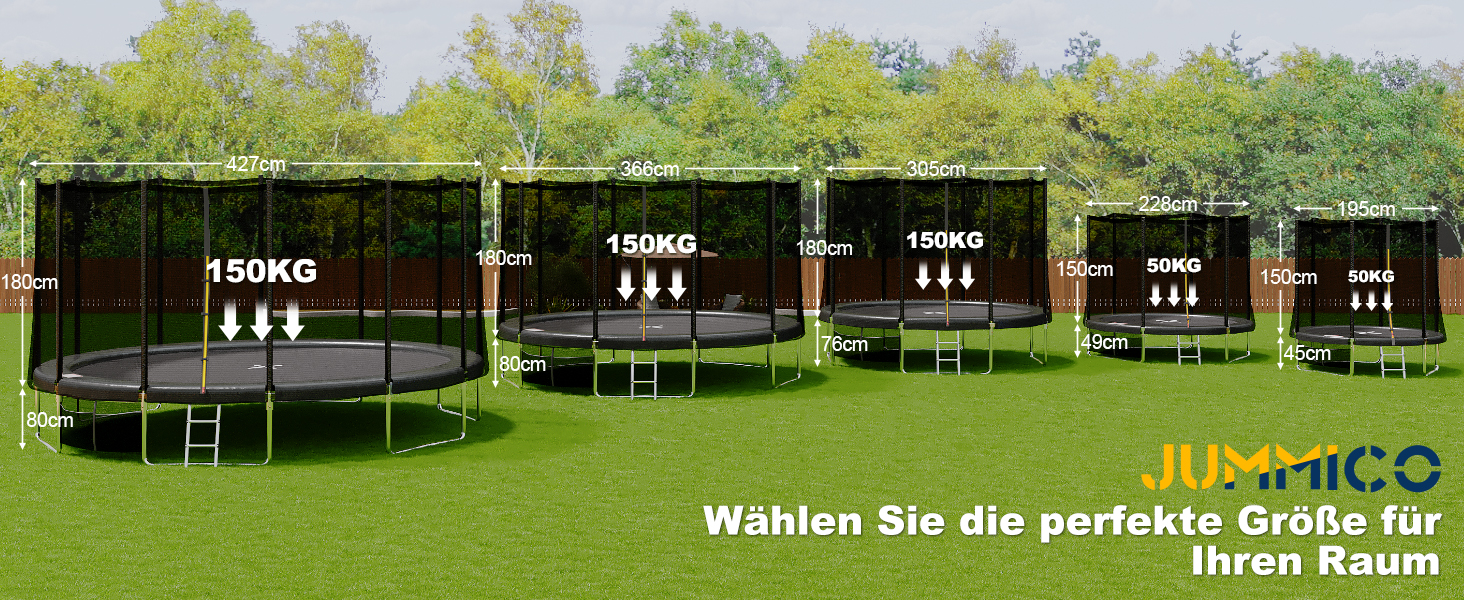 Батут JUMMICO вуличний Ø 228 см з драбиною та кишенею для речей, чорний - безпечний батут для дітей з сертифікацією GS