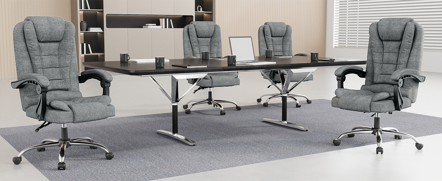 Офісний крісло Chefsessel з високою спинкою, ергономічне, оббите PU шкірою, з регульованими підлокітниками та висотою, функцією нахилу, темно-сіре