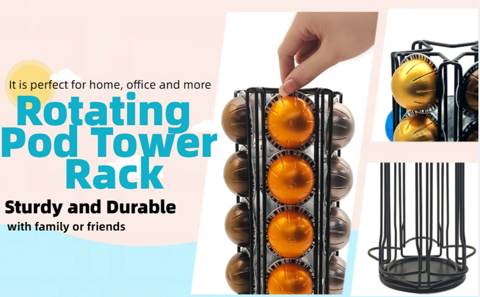 Тримач для капсул Vertuo MaxMiuly (35 шт), обертається, для зберігання капсул кави Vertuo, сумісний з Nespresso (Чорний)