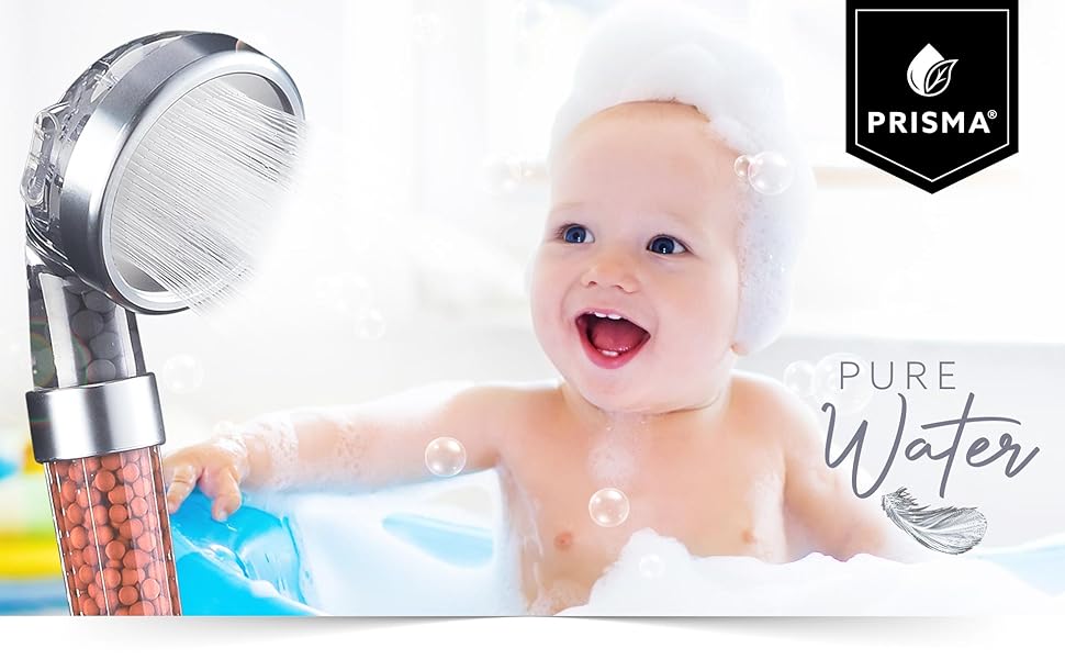 Насадка для душу Prisma: інтенсивний потік, економія води, 3 функції, фільтр, дощова лійка, ручна лійка, масаж (запасний комплект)
