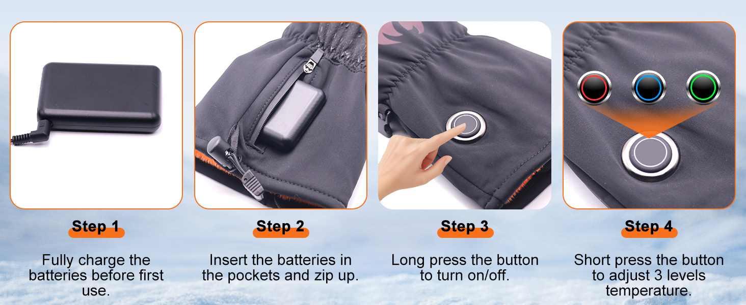 Обогревні рукавиці 3T6B для чоловіків та жінок, 3-рівневий обігрів, акумулятори 2x5V 6000mAh, Type-C зарядка, водонепроникні, сенсорний екран, для катання на лижах, походів, велосипеда, мотоцикла