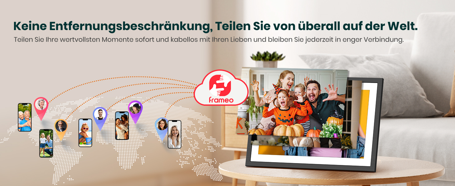 Цифровий фоторамка Frameo 10.1 дюймів: 64GB, 2K сенсорний екран, автоповорот, Frameo App